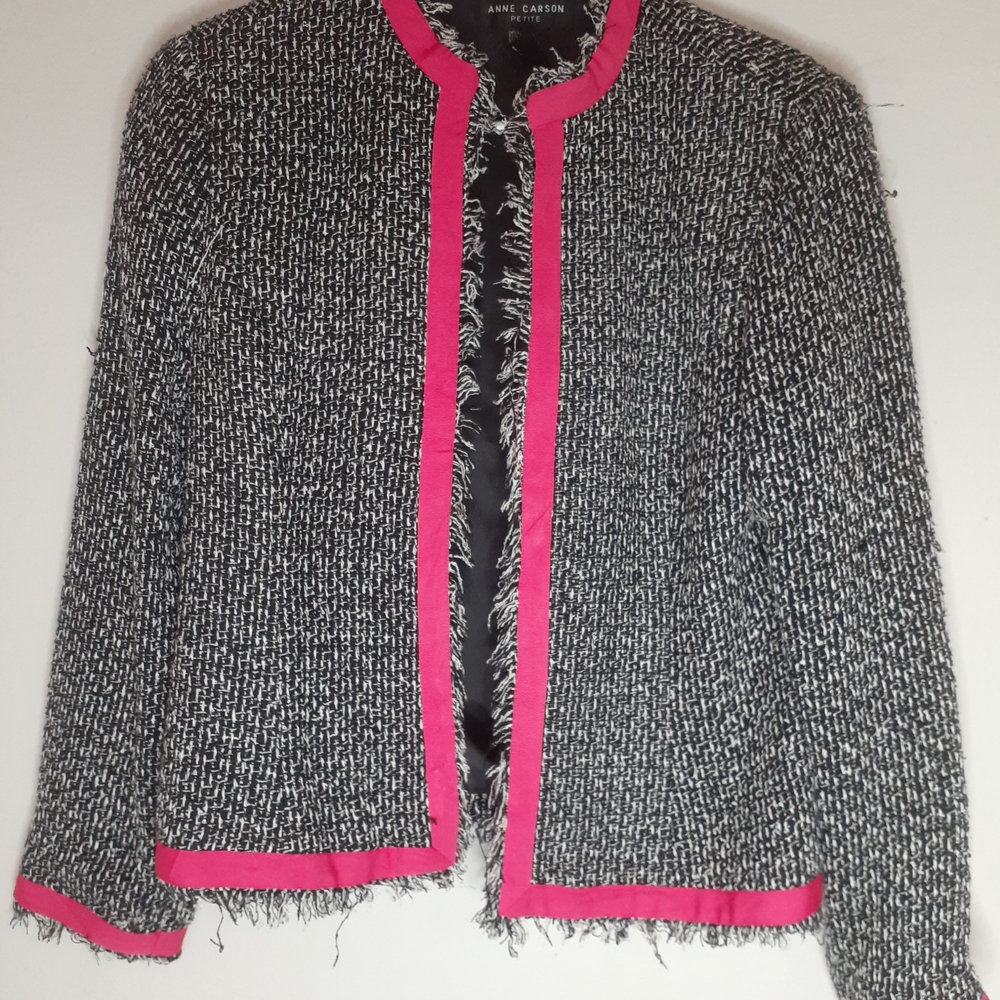 COPY - Anne Carson Black and Pink Tweed Jacket